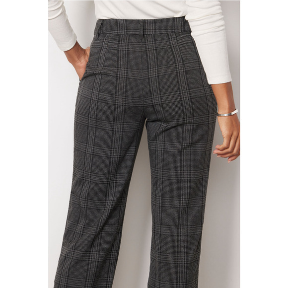 SANCTUARY NWT Evereve Chcarcoal Plaid Soho Trouser Pant // 26 - Picture 4 of 11
